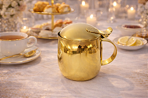 Bule de Chá Lena Dourado em Aço Inox 350ml