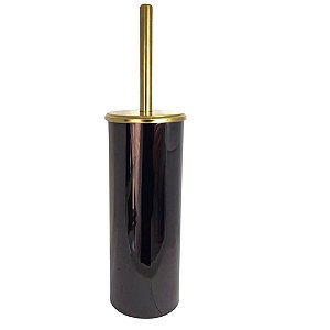 Suporte De Inox e Escova Sanitária com Cerdas Flexíveis Preto Brilhante e Dourado By Fineza