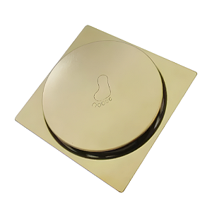 Ralo Agapi Inteligente Click Quadrado Dourado em Aço Inox