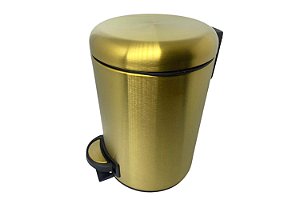 Lixeira Dourada em Aço Inox Fosca para banheiro com Pedal Fineza