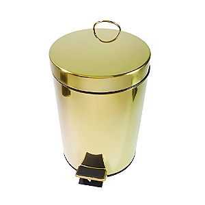 Lixeira Maia Redonda Dourada em Aço Inox com Pedal