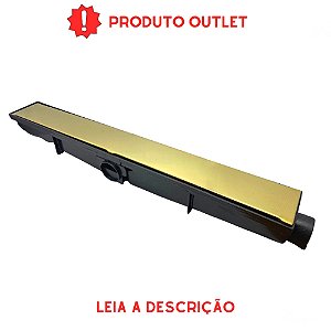 Ralo Linear Oculto Dourado 6x50cm Preto Com tampa Aço Inox Fineza OUTLET