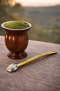 Bomba de Chimarrão Lena Dourada em Aço Inox 18,5cm