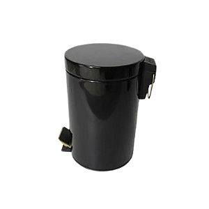 Lixeira Redonda Dourada e Preta Selene em Aço Inox com Pedal 3L