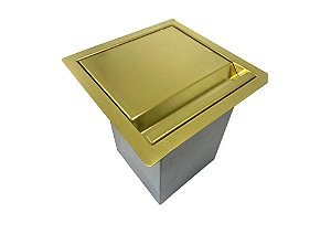 Lixeira Dourada Quadrada em Aço Inox para Embutir By Fineza