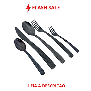 Faqueiro Norah 30 peças Preto em Aço Inox