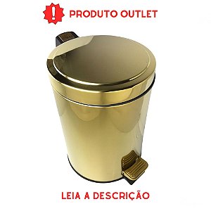 Lixeira Dourada Aço Inox para Banheiro Com Pedal Novo Design Fineza OUTLET