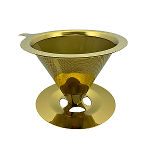 Filtro de Café Reutilizável Luxor Dourado em Aço Inox