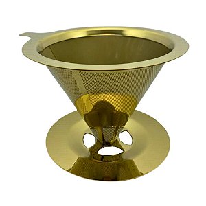 Coador Filtro para Café Reutilizável Inox Dourado Fineza