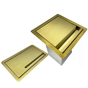 Conjunto para Embutir Dourado Lixeira de 4L e Porta Esponja Fineza