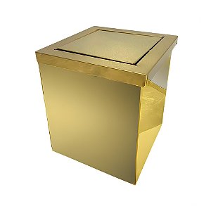 Lixeira Quadrada Dourada em Aço Inox Com Tampa Basculante 15L 30L Fineza