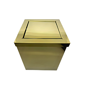 Lixeira Sofia Quadrada Dourada em Aço Inox com Tampa Basculante