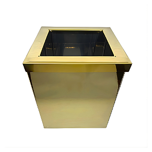 Lixeira Afrodite Quadrada Dourada em Aço Inox com Tampa Aro