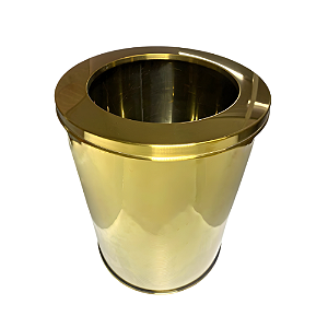 Lixeira Rafaella Redonda Dourada em Aço Inox com Tampa Aro