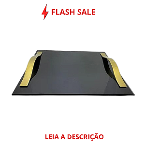 Bandeja Vitra Dourada em Vidro e Aço Inox