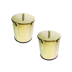 Kit Margot 2 Lixeiras Redondas Douradas em Aço Inox com Tampa Pino
