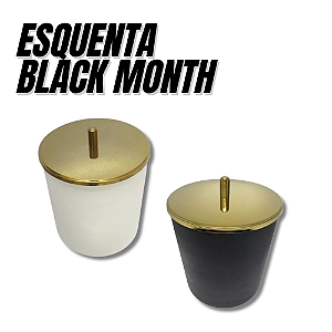 ESQUENTA BLACK: Kit Lara/Mathilde Lixeiras Brancas/Pretas e Douradas em Plástico e Aço Inox com Tampa Pino 5,4L