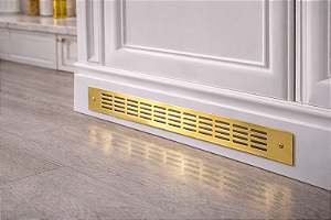 Grade de Ventilação Sevilha Dourada Fosca em Aço Inox de Embutir