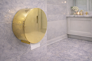 Dispenser de Papel Higiênico Aurora Dourado em Aço Inox com Trava