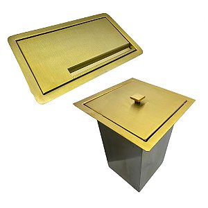 Conjunto para Embutir Dourado Lixeira e Porta Esponja 2 pçs Fineza