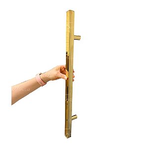 Puxador Dourado Porta Portão Social Box Inox 60cm Quadrado Fineza