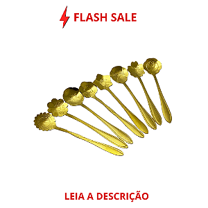 Conjunto de Colheres de Chá Floral Dourado em Aço Inox