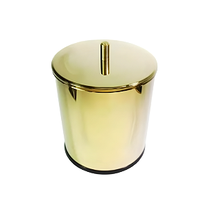 Lixeira Margot Redonda Dourada em Aço Inox com Tampa Pino