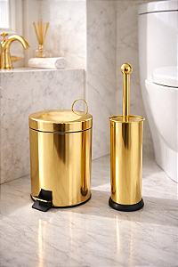 Kit Banheiro Delicado 2 peças Dourado em Aço Inox