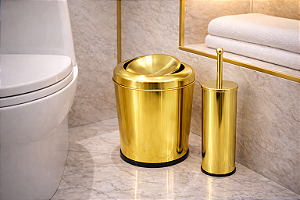 Kit Limpeza Luxuosa 2 peças Dourado em Aço Inox