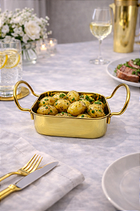 Mini Travessa Luxor Dourada em Aço Inox