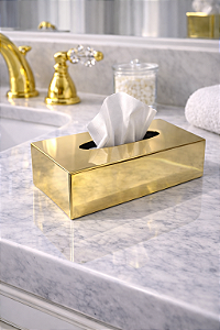 Porta Lenços Jade Dourado em Aço Inox