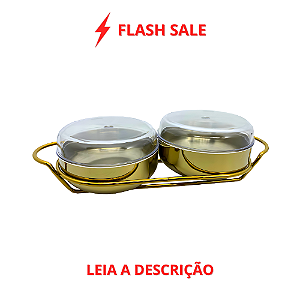 Conjunto para Patê Lena 3 peças Dourado em Aço Inox e Acrílico