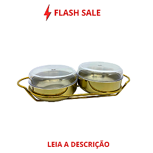 Conjunto para Patê Lena 3 peças Dourado em Aço Inox e Acrílico