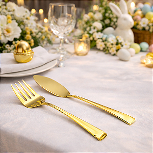 Conjunto para Servir Peixe Koi 2 Peças Dourado em Aço Inox