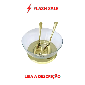 Saladeira Luxor 4 peças Dourada em Aço Inox e Vidro