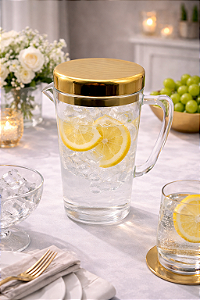 Jarra Luxor Dourada em Acrílico e Aço Inox 1,5L