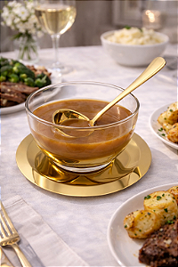 Conjunto para Molho Luxor 3 Peças Dourado em Vidro e Aço Inox