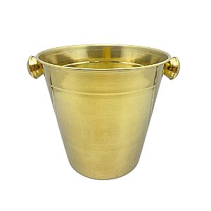 Balde de Gelo e Cerveja 1,2L Com Pinça Dourado Aço Inox Fineza