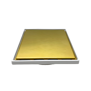 Ralo Charles Oculto Quadrado Dourado e Branco em Aço Inox e Plástico