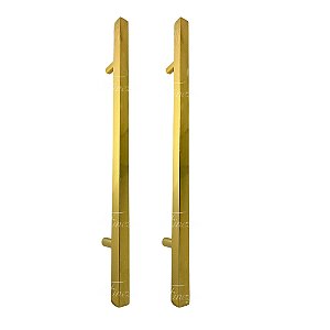 Puxador Dourado Porta Portão Social Box Inox 100cm Quadrado Fineza