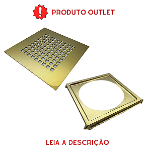Ralo Quadrado Dourado Francisco Quadriculado em Aço Inox OUTLET