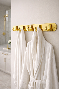 Cabide de Parede Matrizza Dourado em Aço Inox com 4 Ganchos