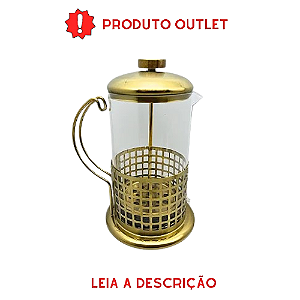 Cafeteira Prensa Francesa Melly Dourada em Vidro e Aço Inox OUTLET
