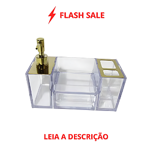 Organizador de Banheiro Luigi Dourado em Acrílico e Aço Inox