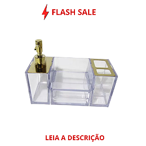 Organizador de Banheiro Luigi Dourado em Acrílico e Aço Inox