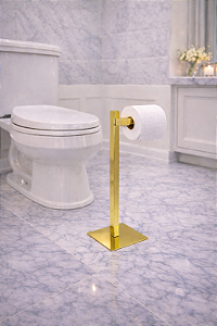 Papeleira de Chão Luigi Dourada em Aço Inox