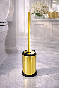 Escova Sanitária Alix Dourada Fosca e Preta em Aço Inox