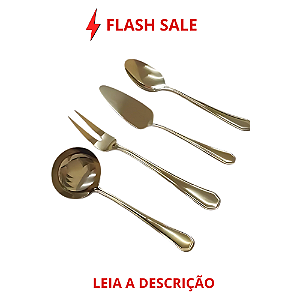 Kit Servir Elegante 4 peças Dourado em Aço Inox