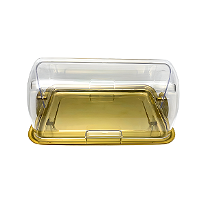 Porta Pão Luxor Dourado em Acrílico e Aço Inox
