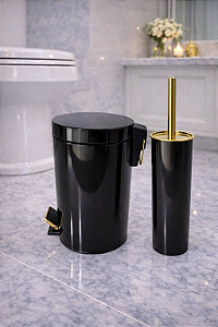 Kit Selene 2 peças Preto e Dourado em Aço Inox